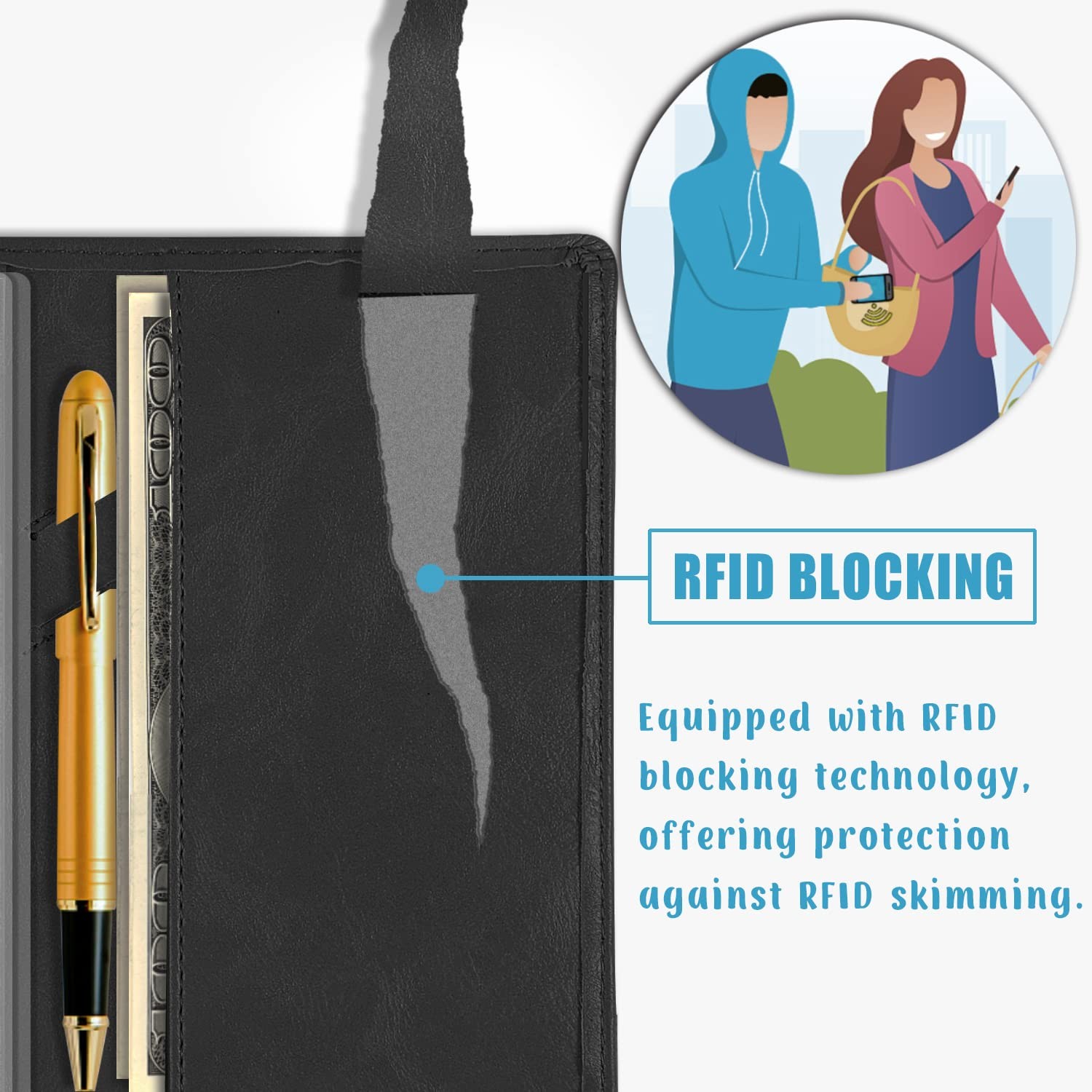 Checkbook Cover with Pen Holder for Women & Girls RFID Blocking PU Leather Ca…