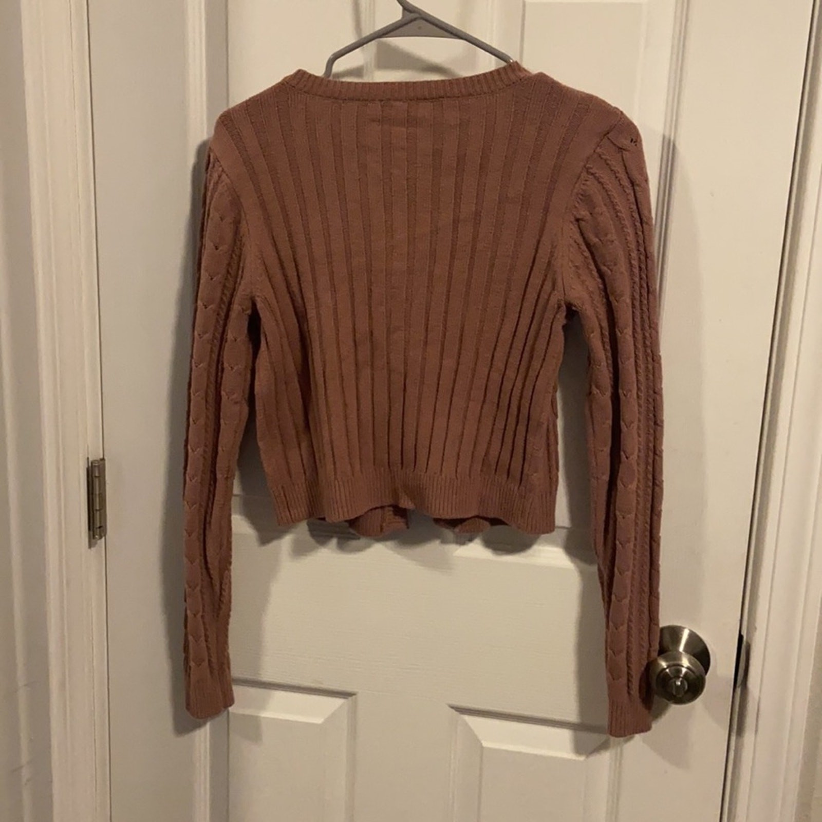 Mauve cardigan / button up shirt.