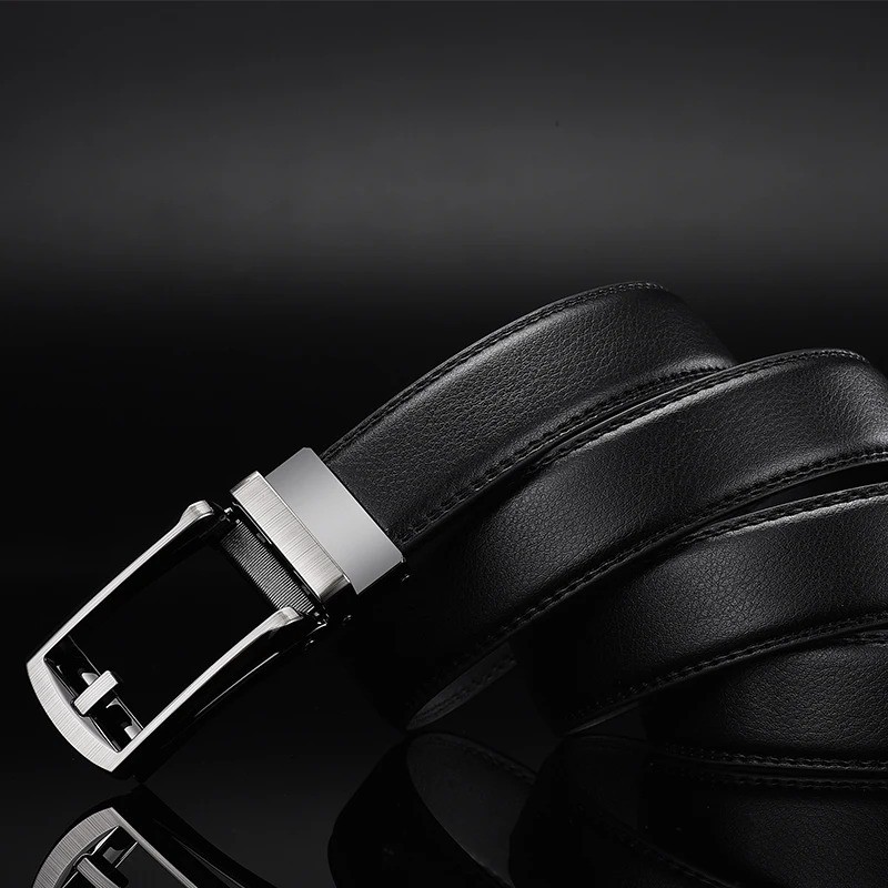 28″-50″ Men’s Leather Ratchet Dress Belts Automatic Buckle Click Sliding Belt US