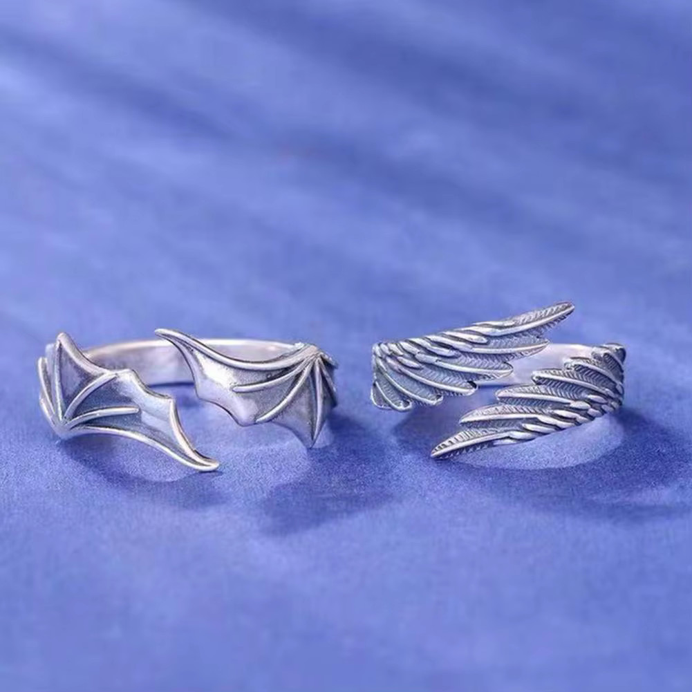 Fashion Angel / Devil Wing Couples Cuff Rings Adjustable Open End