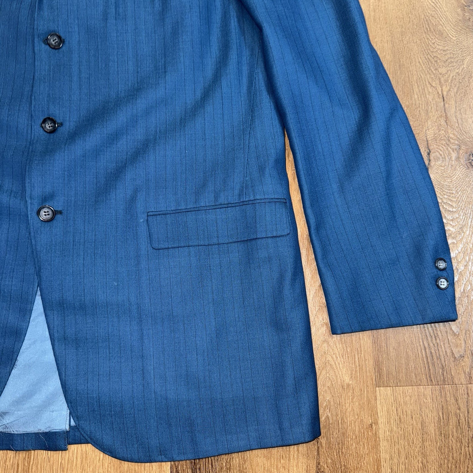 Vtg 50s 60 Sears Suit Mens 46 Long Jacket 40 28 Pants Kings Crown MCM Wool Blue