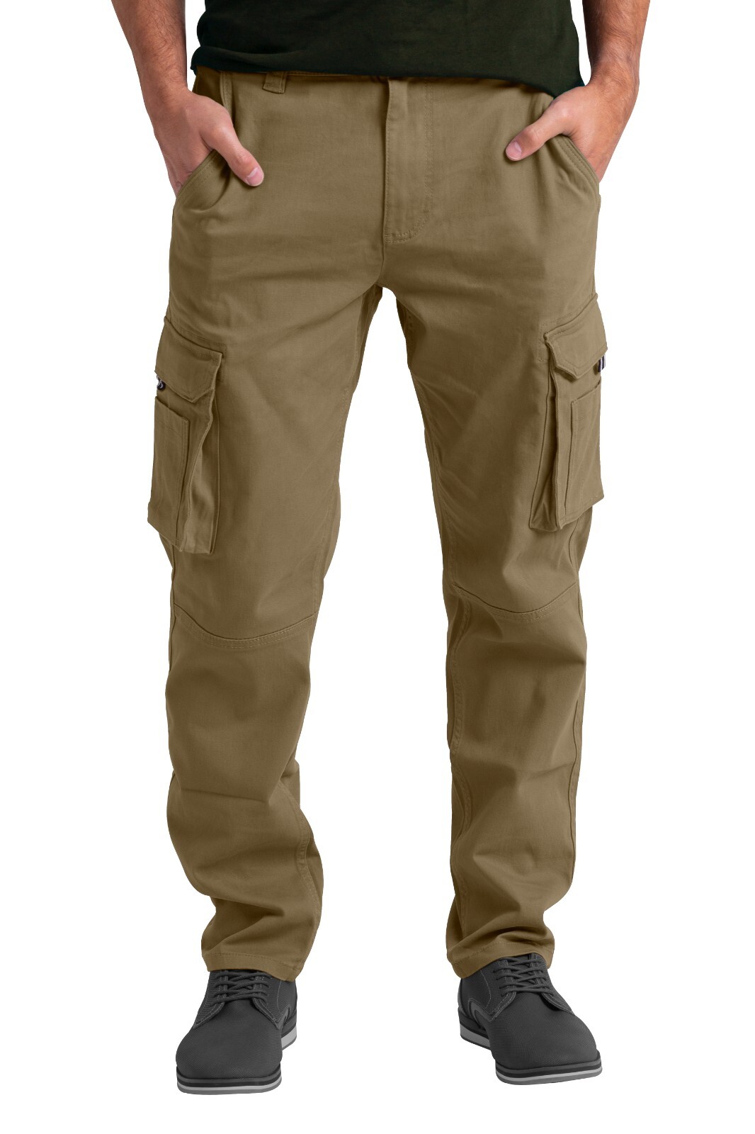 Mens Cargo Stretch Pants Classic Fit Straight Leg Outdoor Work Regular Fit Pants