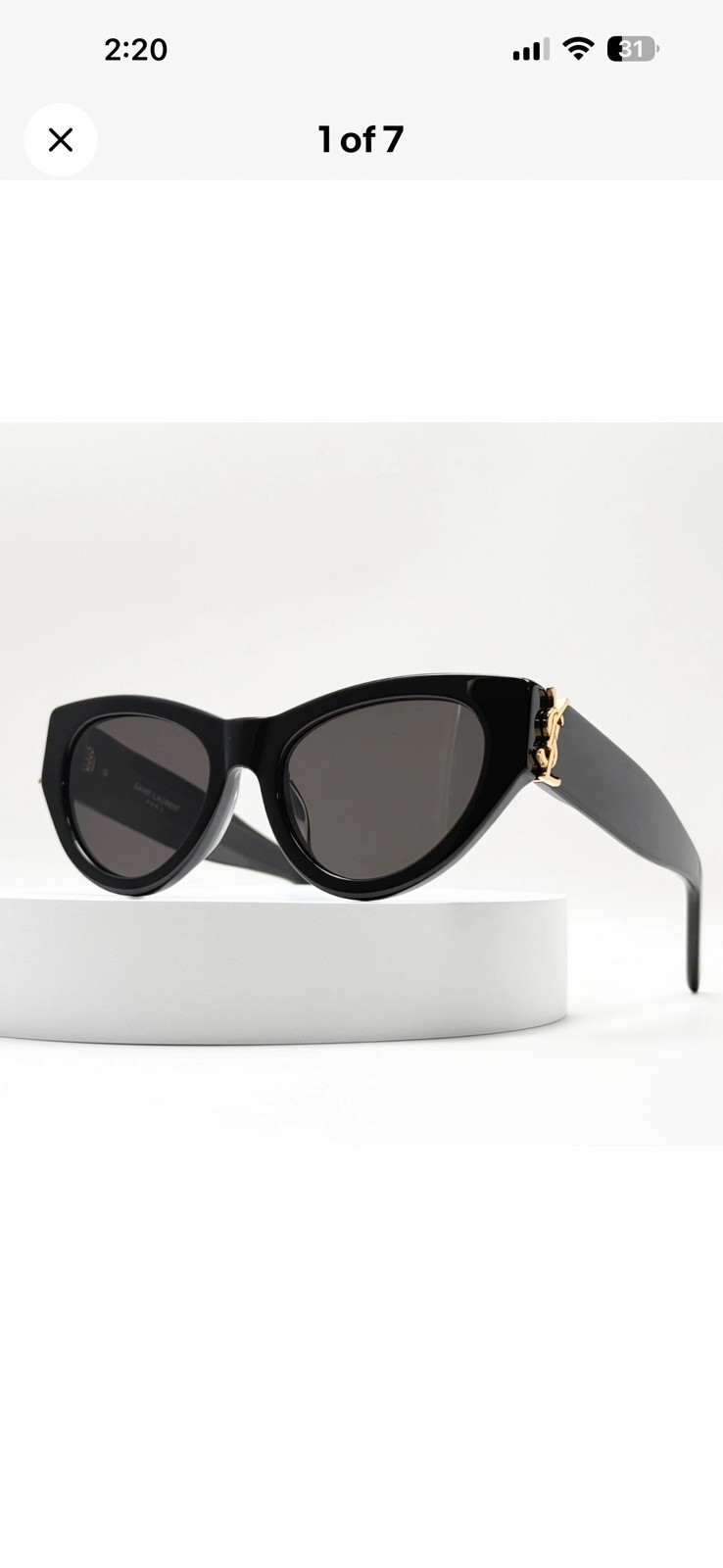 Saint Laurent SL M94 Cat Eye Sunglasses Black Frame 53-20-145 Made in Italy