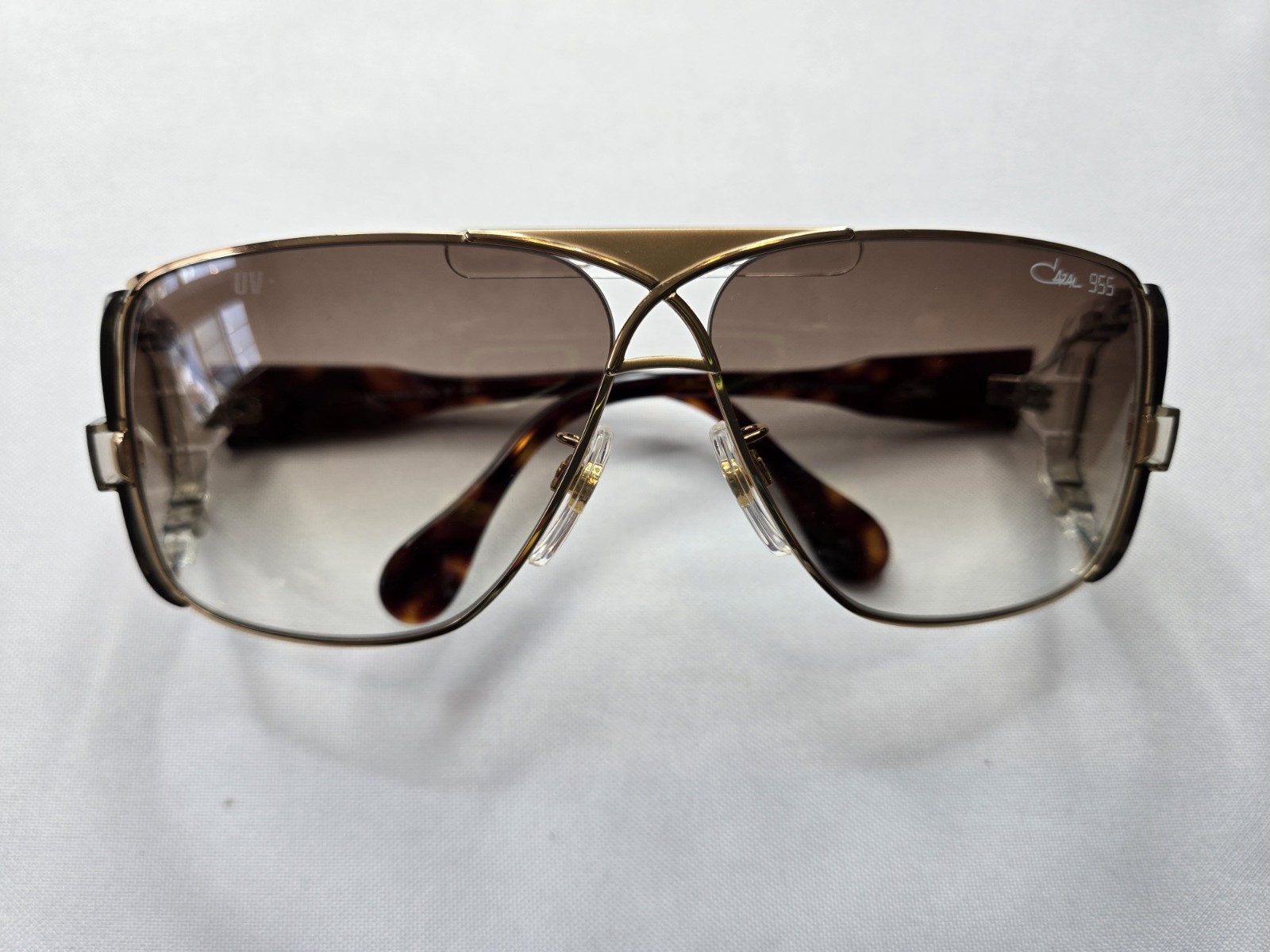 CAZAL MOD 955 COL 097 ICONIC VINTAGE GOLD HAVANA SHIELD SUNGLASS MADE IN GERMANY