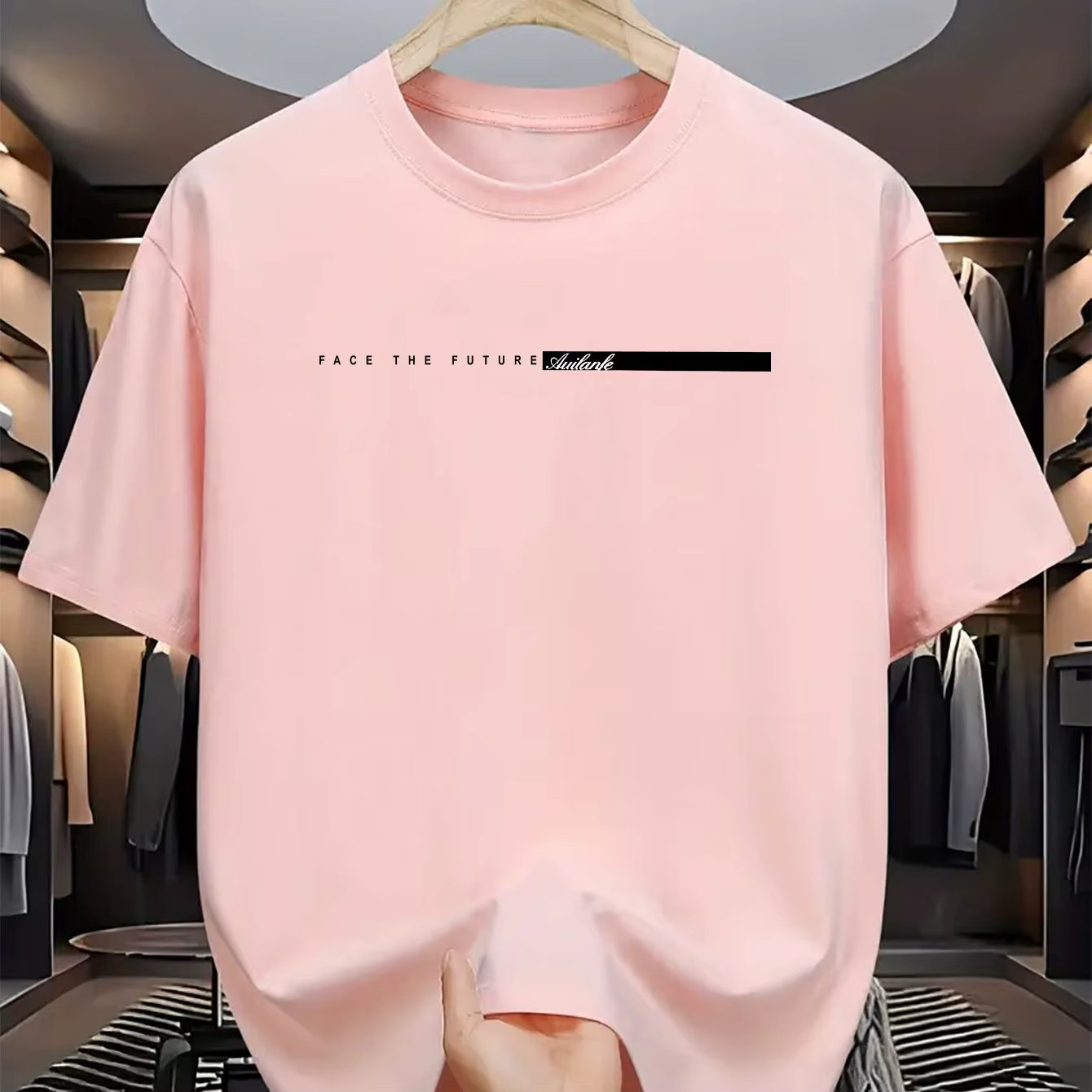 Men’s Summer Cotton Loose Fit Letter Print T Shirt Casual Tee Tshirt Casual Gift