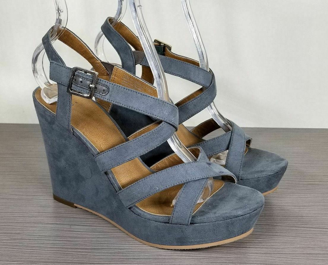 BP Summers Wedge Sandal, Blue-Grey, Womens Size 7.5 M