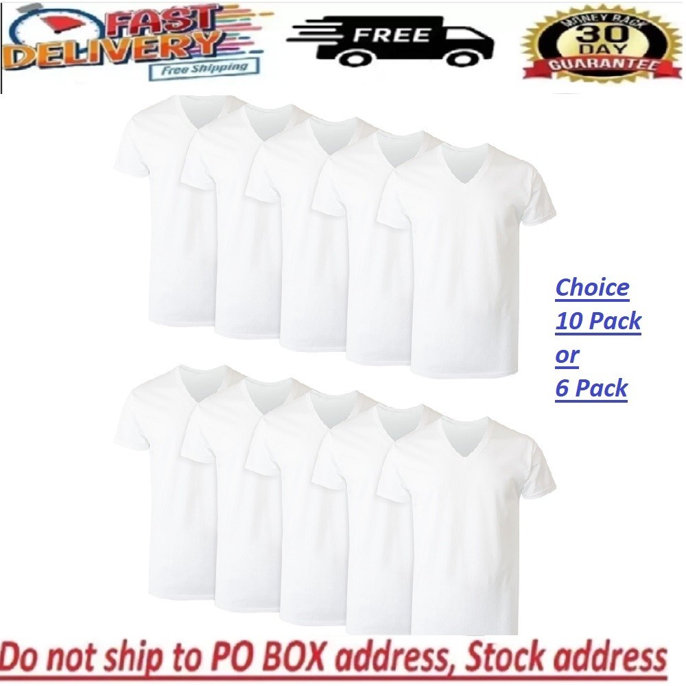 Hanes Men’S Value Pack White V-Neck Undershirts, 10- Pack and 6- Pack