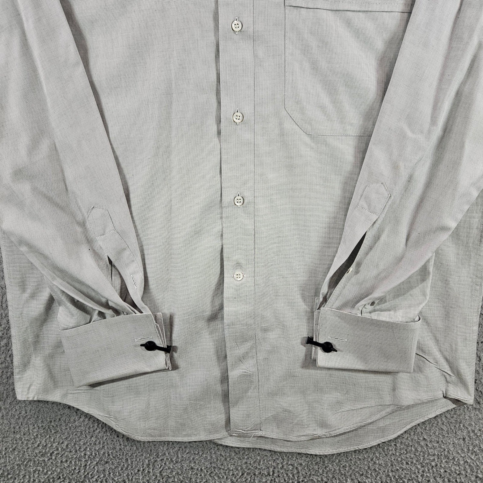 Canali Mens Dress Shirt 15.5 39 Grey Cotton French Cuff Made in Italy Luxury
