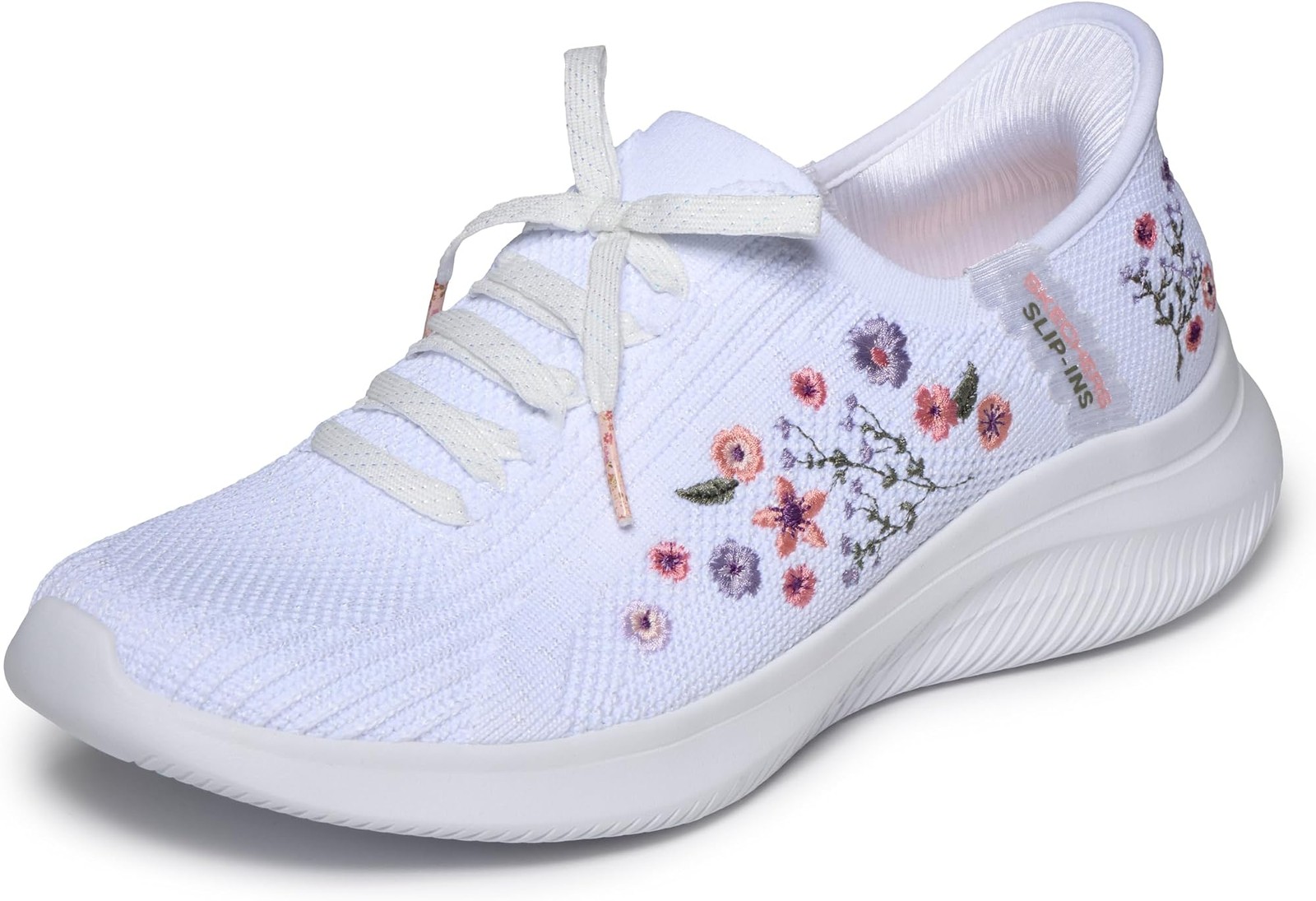 Skechers Womens Ultra Flex 4.0-Sweet Petals Hands Free Slip-ins – White – 9