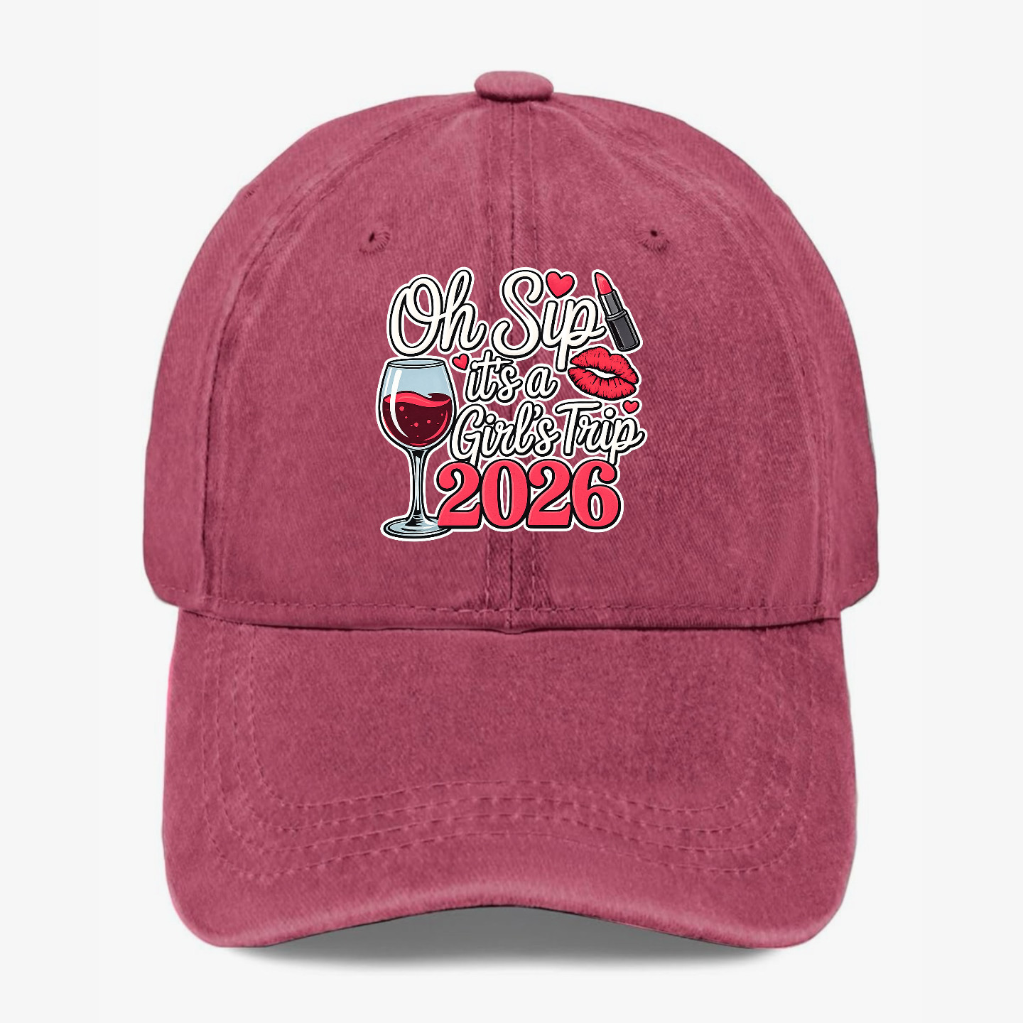 Oh Sip It’s A Girls Trip 2026 Hat Funny Bachelorette Wine Party Baseball Cap