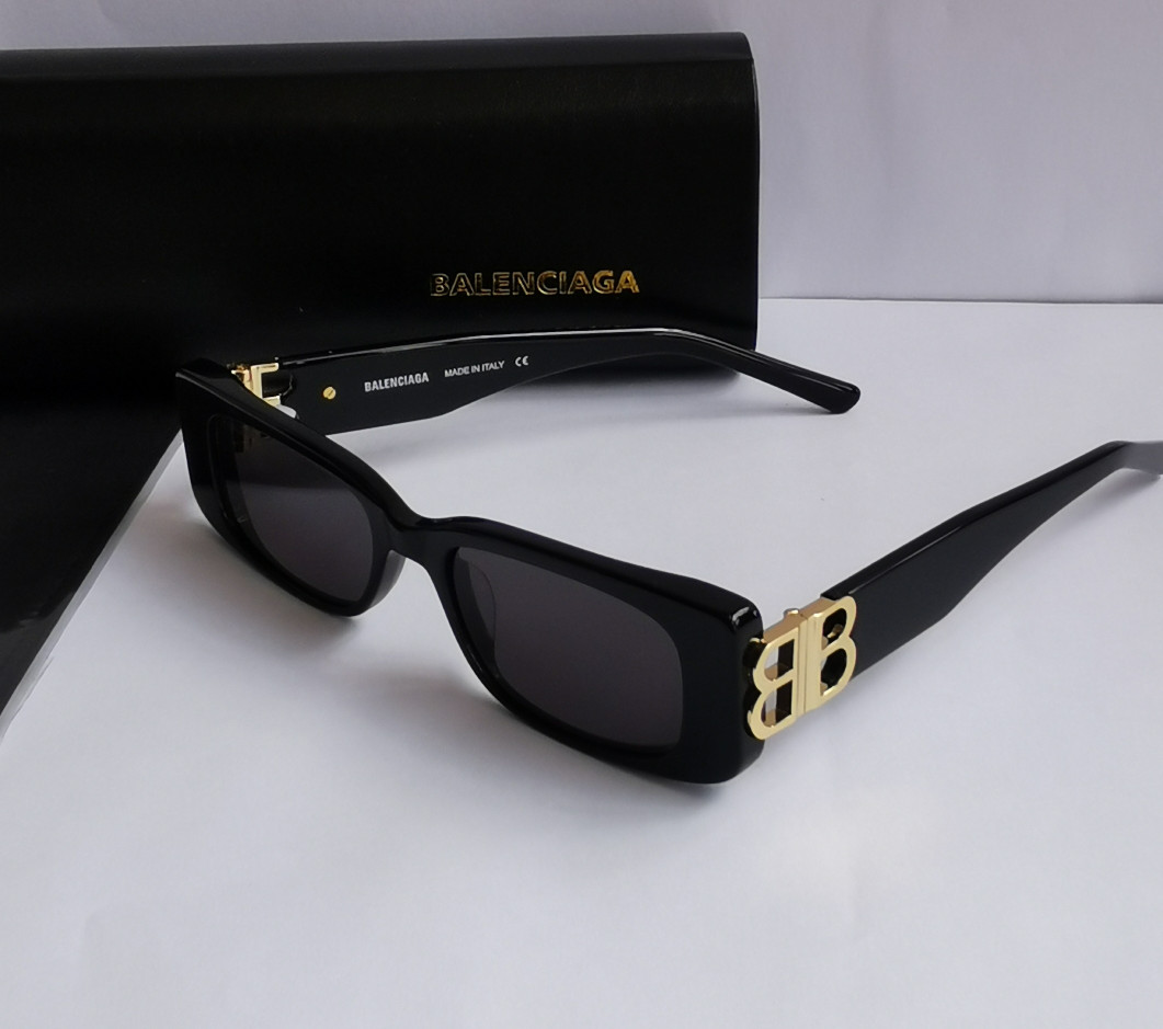 Authentic Balenciaga BB0096S Grey/Black Full-Rim Rectangle Unisex Sunglasses