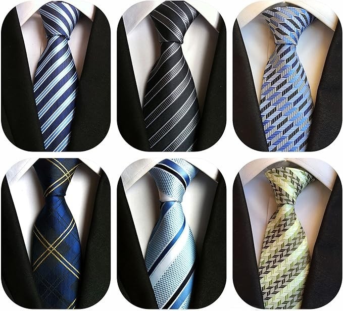 6PCS Men’s Silk Ties – Classic Woven Jacquard Necktie Set for Business