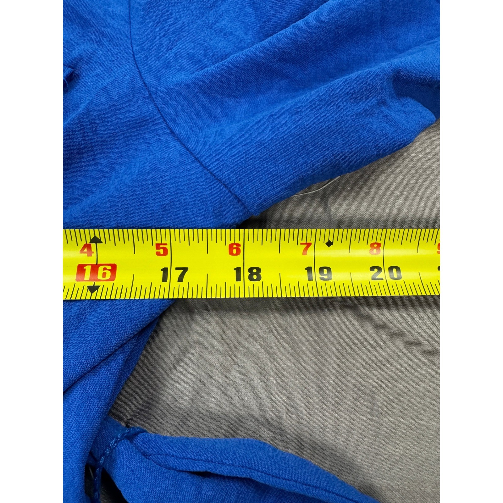 Luxology Womens Blue Roll Tab Sleeve Ruffle Hem Faux Wrap Dress Size M NWT
