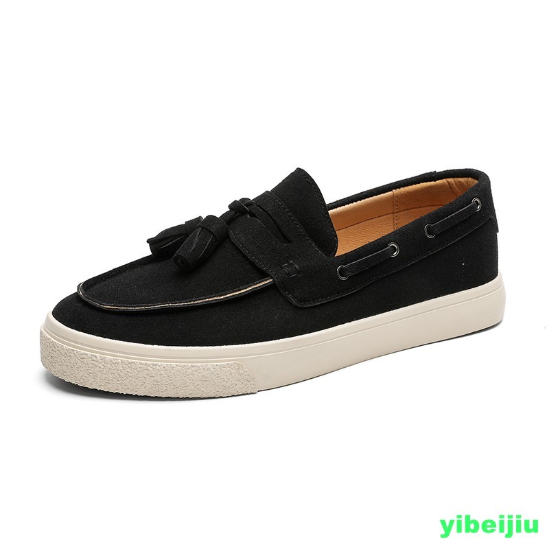 Men’s Causal Loafers Skateboarding Dress Shoes Round Toe Flat Heels Pull On Man