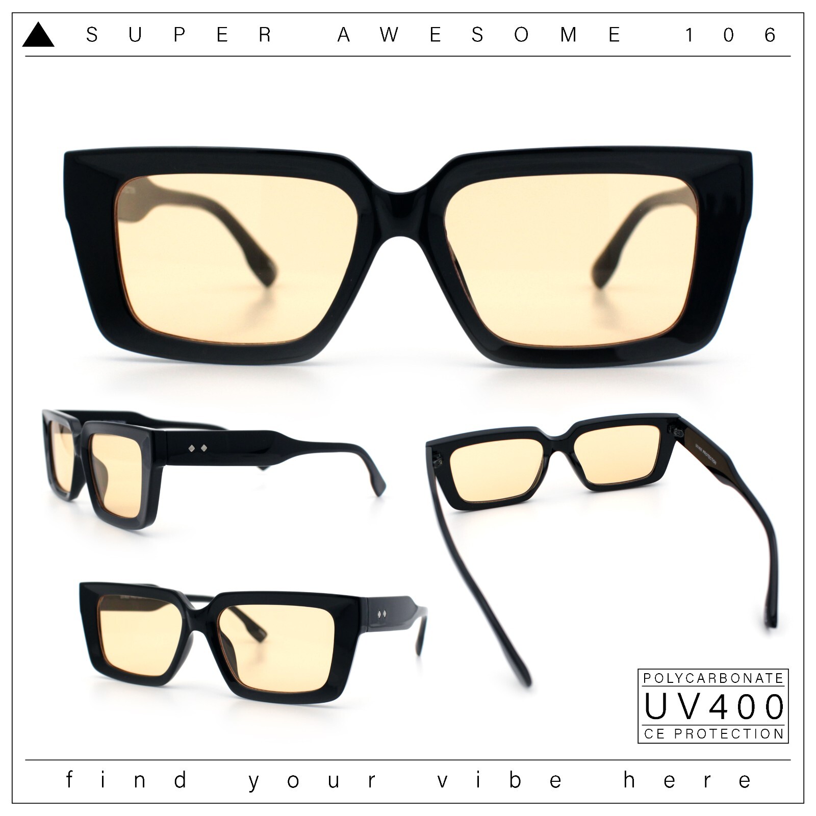 Retro Hipster Thick Beveled Frame Horn Rim Square Rectangle Sunglasses