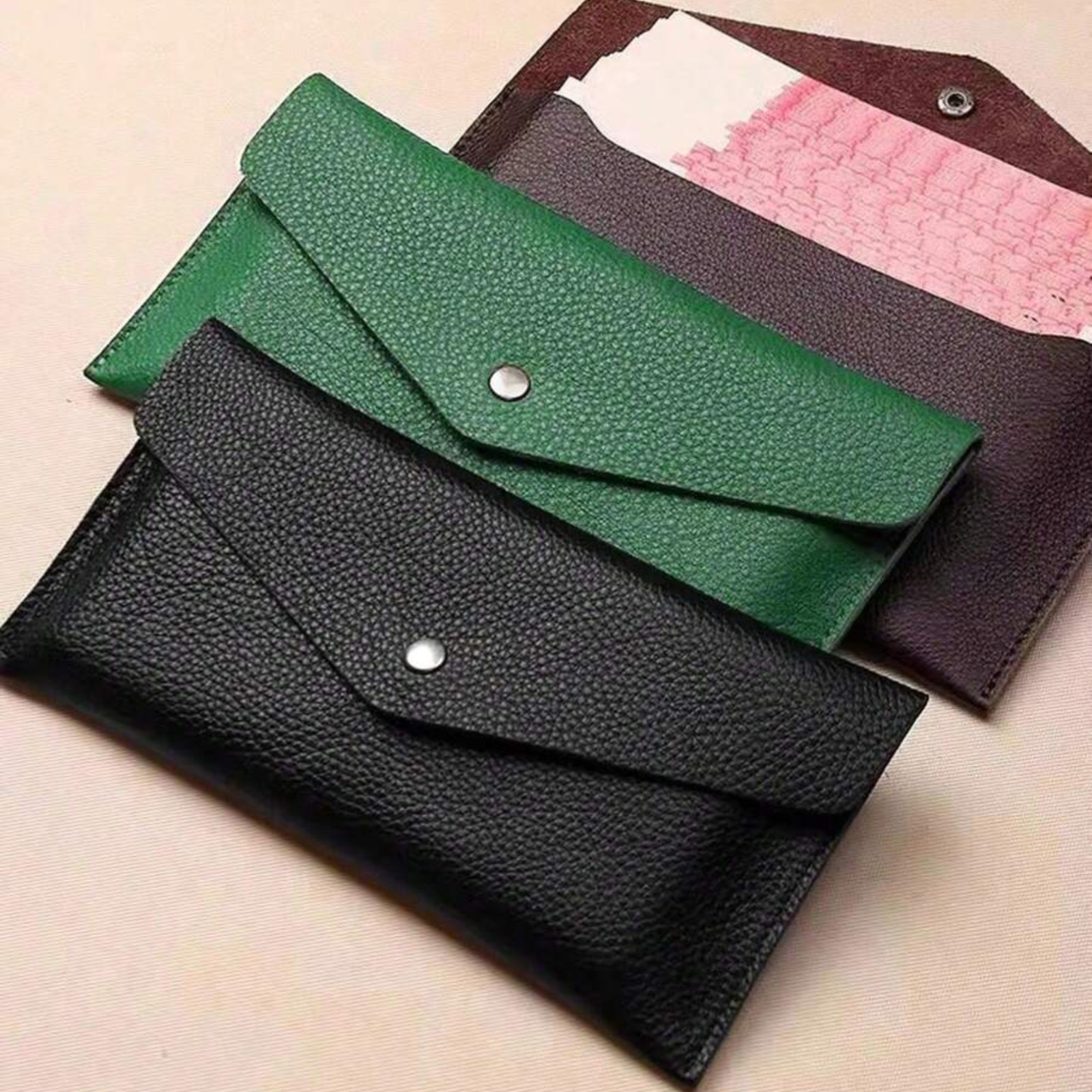 Cash Envelope Wallet PU Leather Pouch Money Organizer Storage Bag Women Moneybag