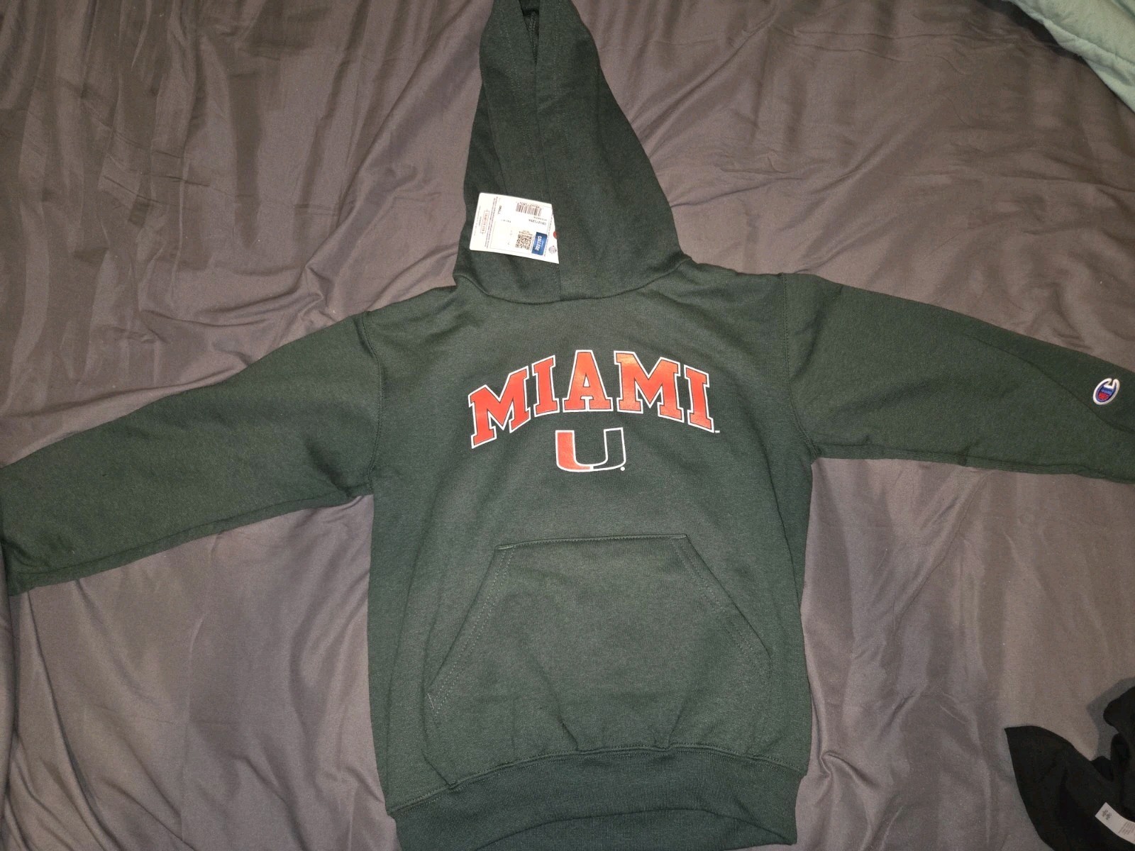 Champion Miami Hurricanes U Green Pullover Hoodie Youth’s Small