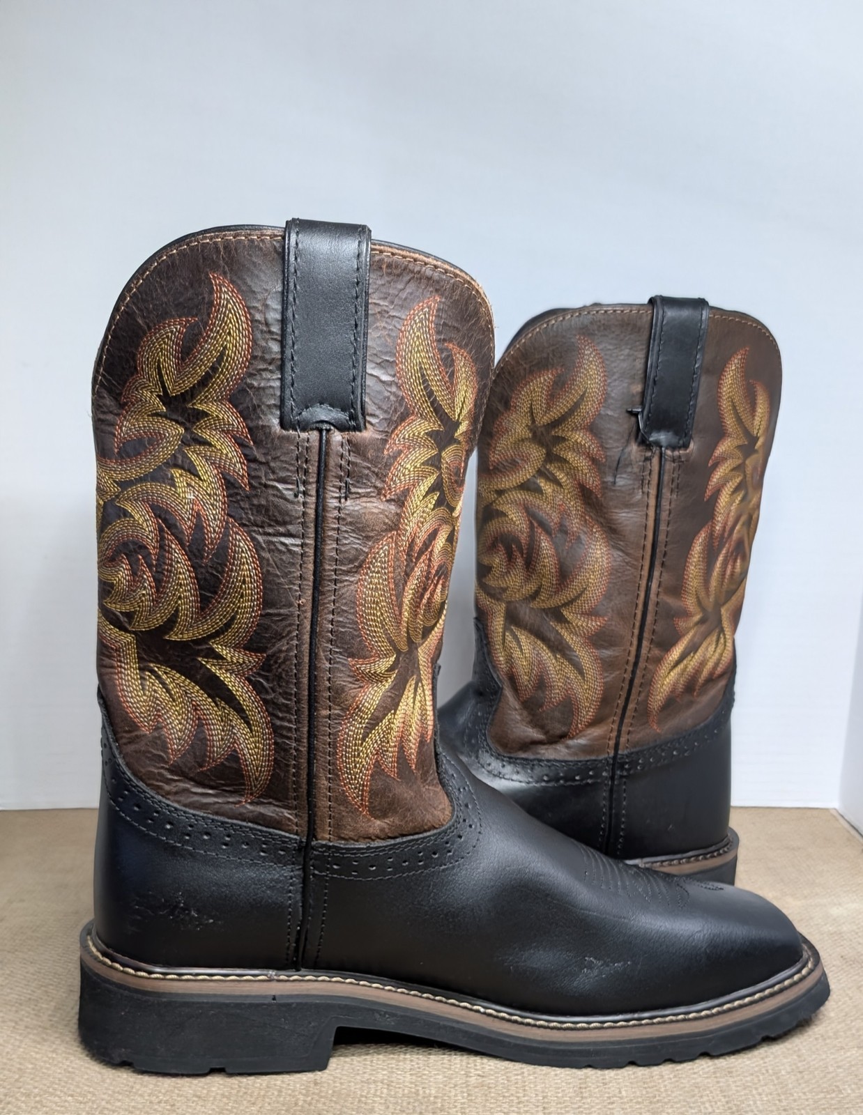 Justin Men’s Boots Driller Western Stampede Cowboy Work Composite Toe 10.5 D