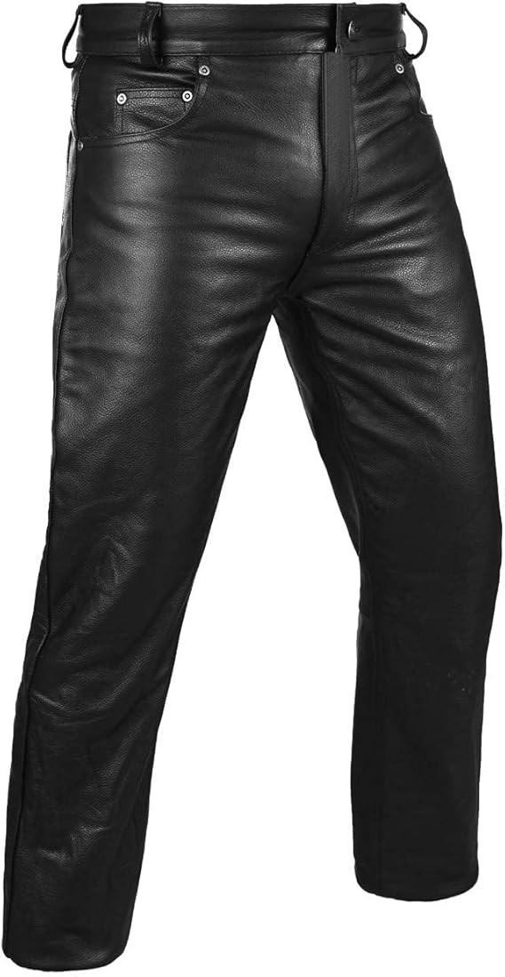 ARD CHAMPS™ Men’s Genuine Cowhide Leather Pants – Thick Black Biker Jeans Style