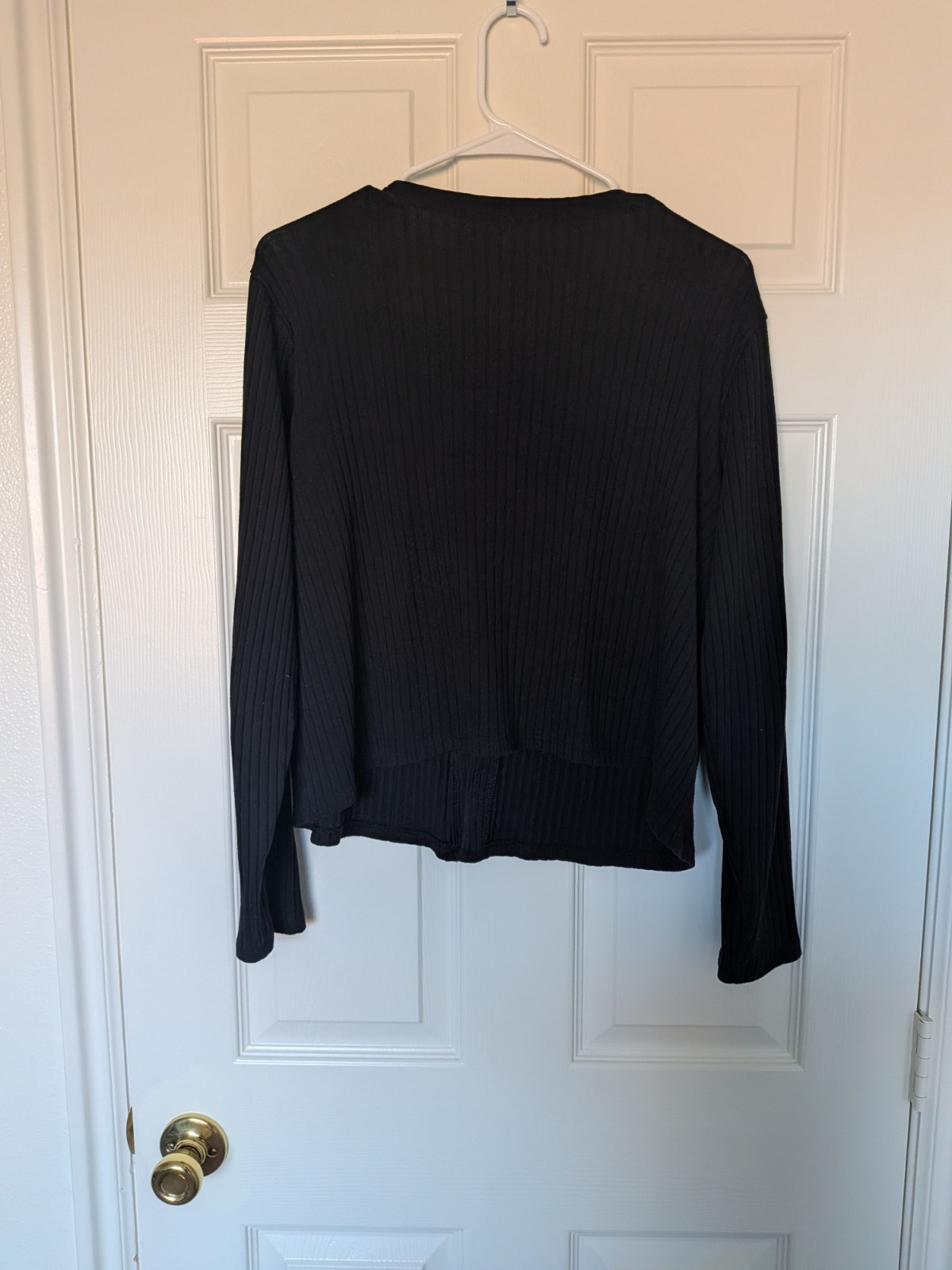 Old Navy Women’s Black Ribbed Knit V-Neck Long Sleeve Stretch Top XL