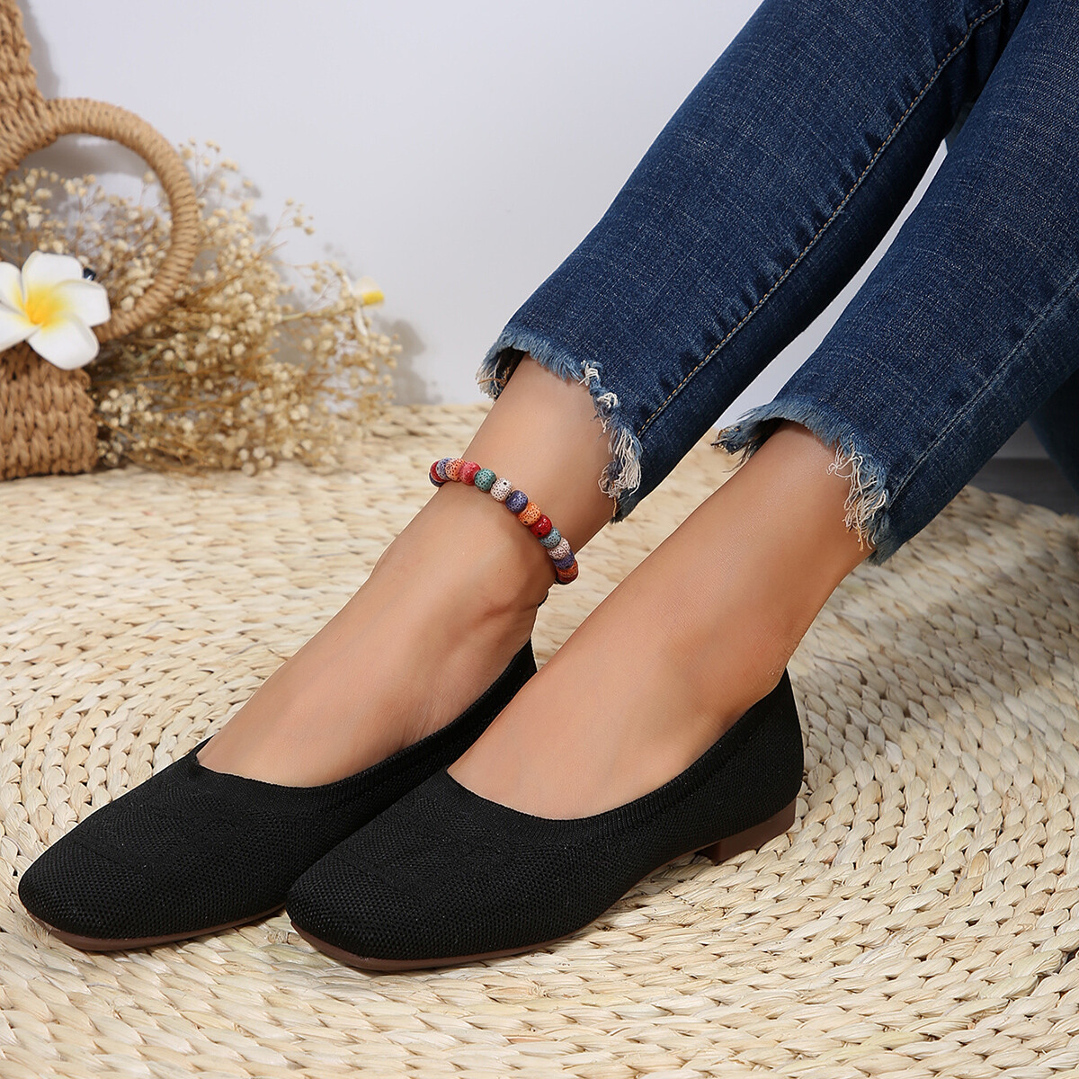 Women’s Ballet Flats Shoes Comfortable Soft Casual Slip on Dress Shoes Square