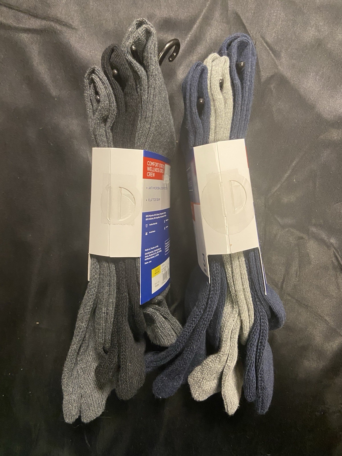 NWT Vintage Sears Simply Styled Men’s Dress Socks 6 Pairs Black/Gray/Blue S6-12