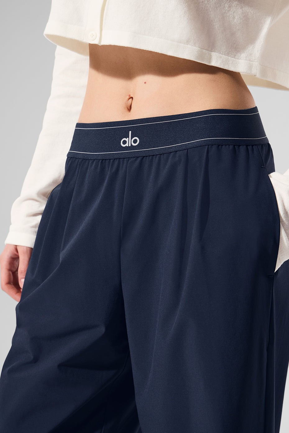 ALO Suit Up Trouser Navy Women’s Wide Leg Pants Size S M L