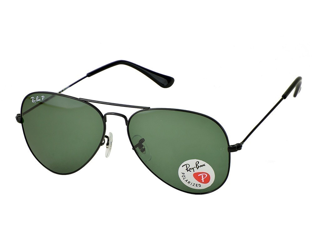 Ray-Ban Sunglasses Aviator Classic Black Frame Polarized Green Lens 58mm RB3025
