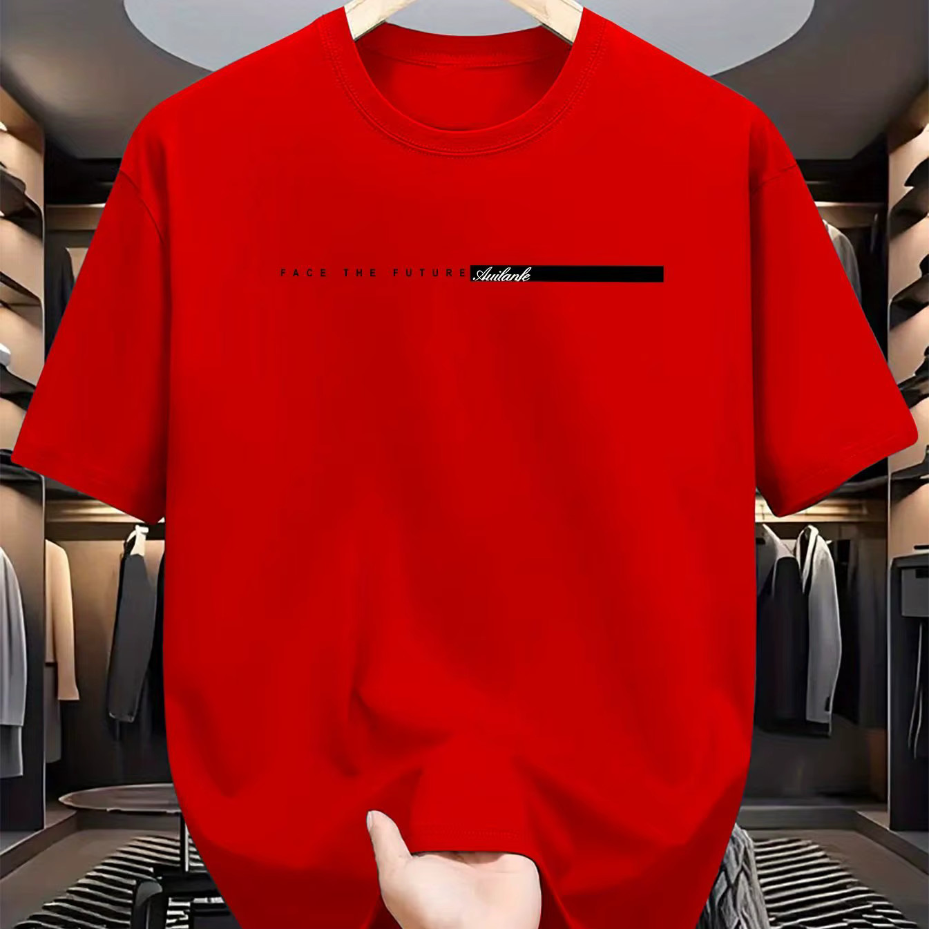 Men’s Summer Cotton Loose Fit Letter Print T Shirt Casual Tee Tshirt Casual Gift