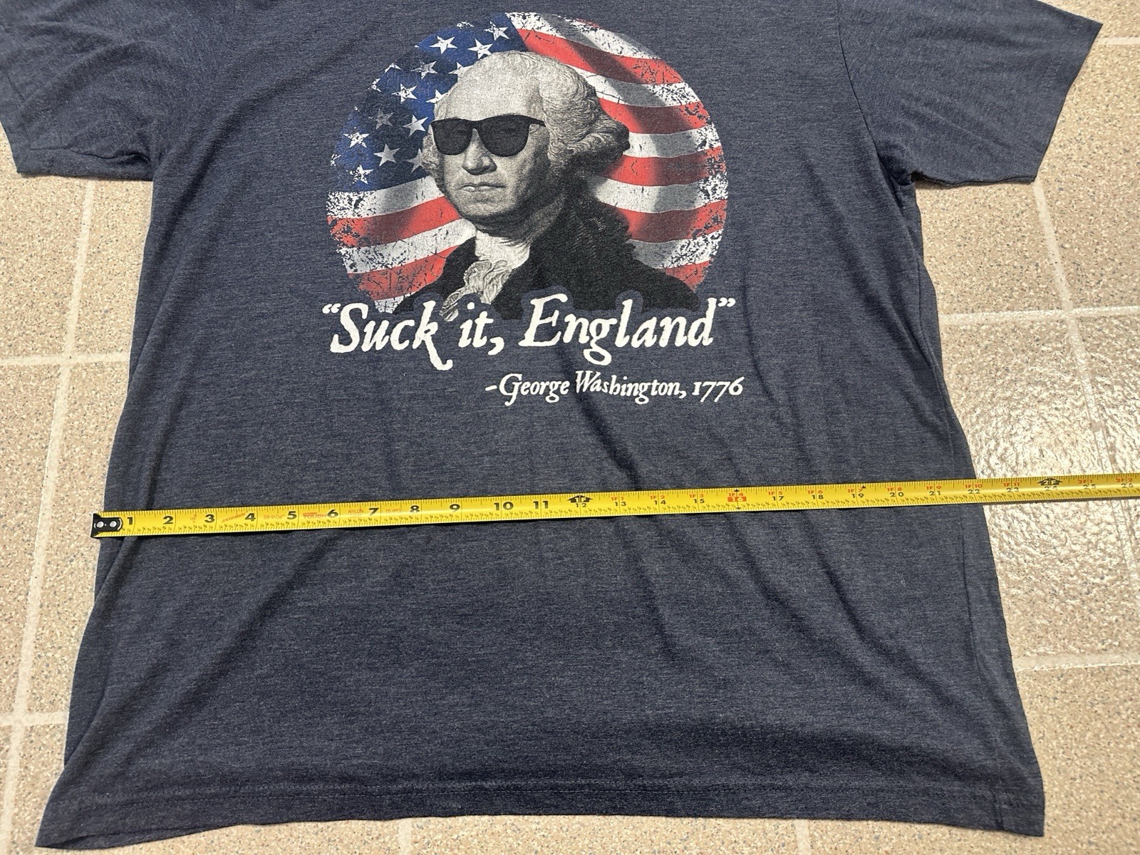 American AF George Washington “Suck It, England” Blue Graphic Tee Shirt XL