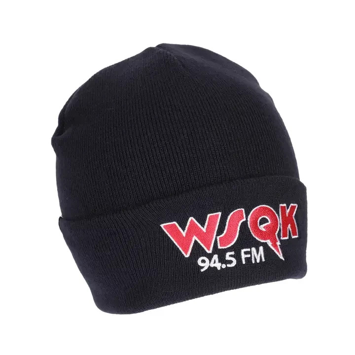 Stranger Things Wsqk Embroidery Navy Acrylic Yarn Standard Cuff Beanie