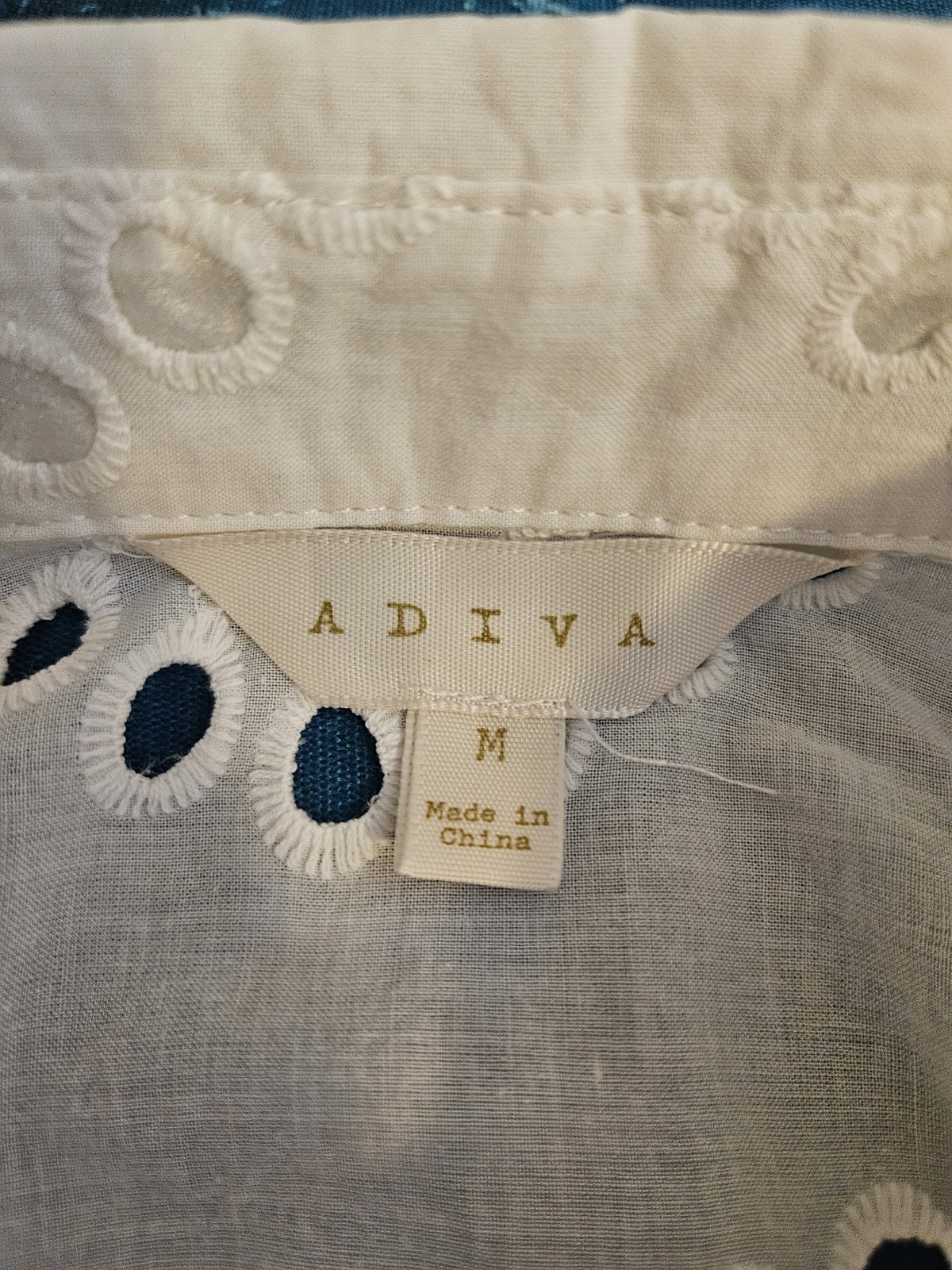 Adiva White Embroidered Eyelet Button-Down Shirt