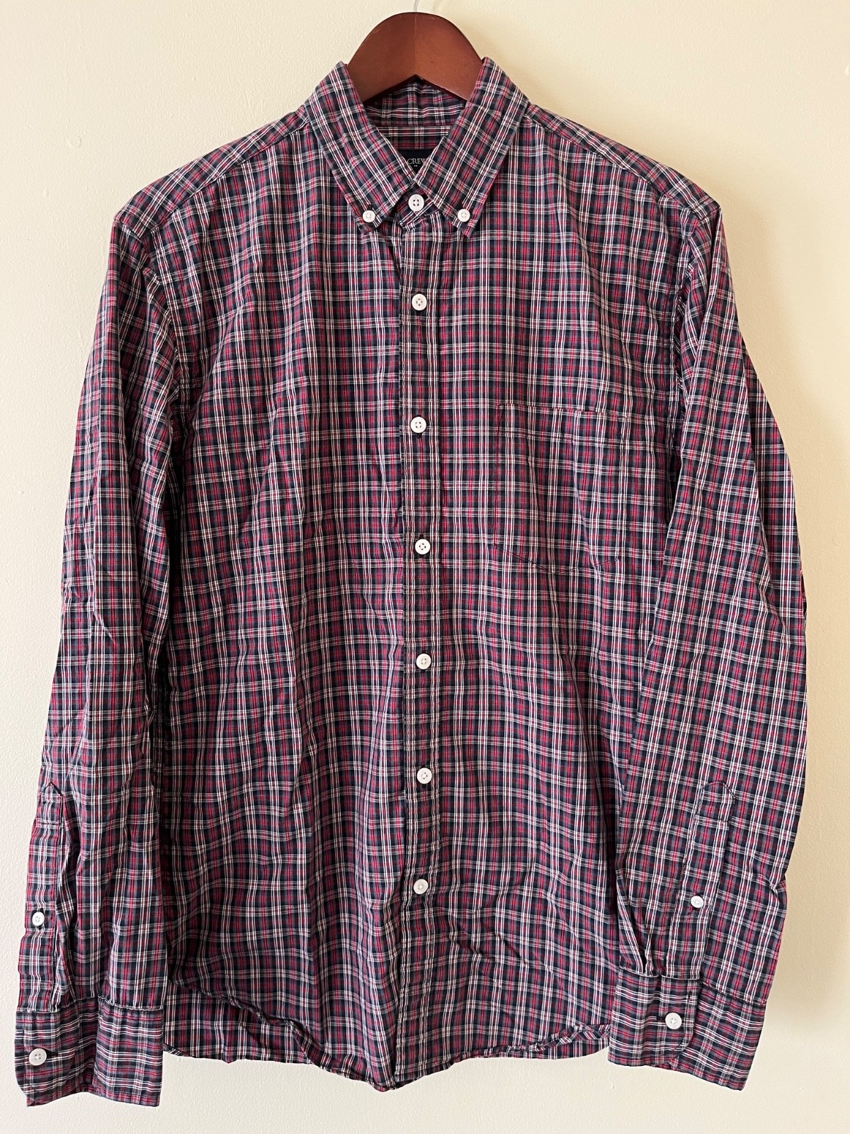 J.Crew Mens 100% Cotton Button-Down Shirt, Medium, Red/White/Green/Blue/Black