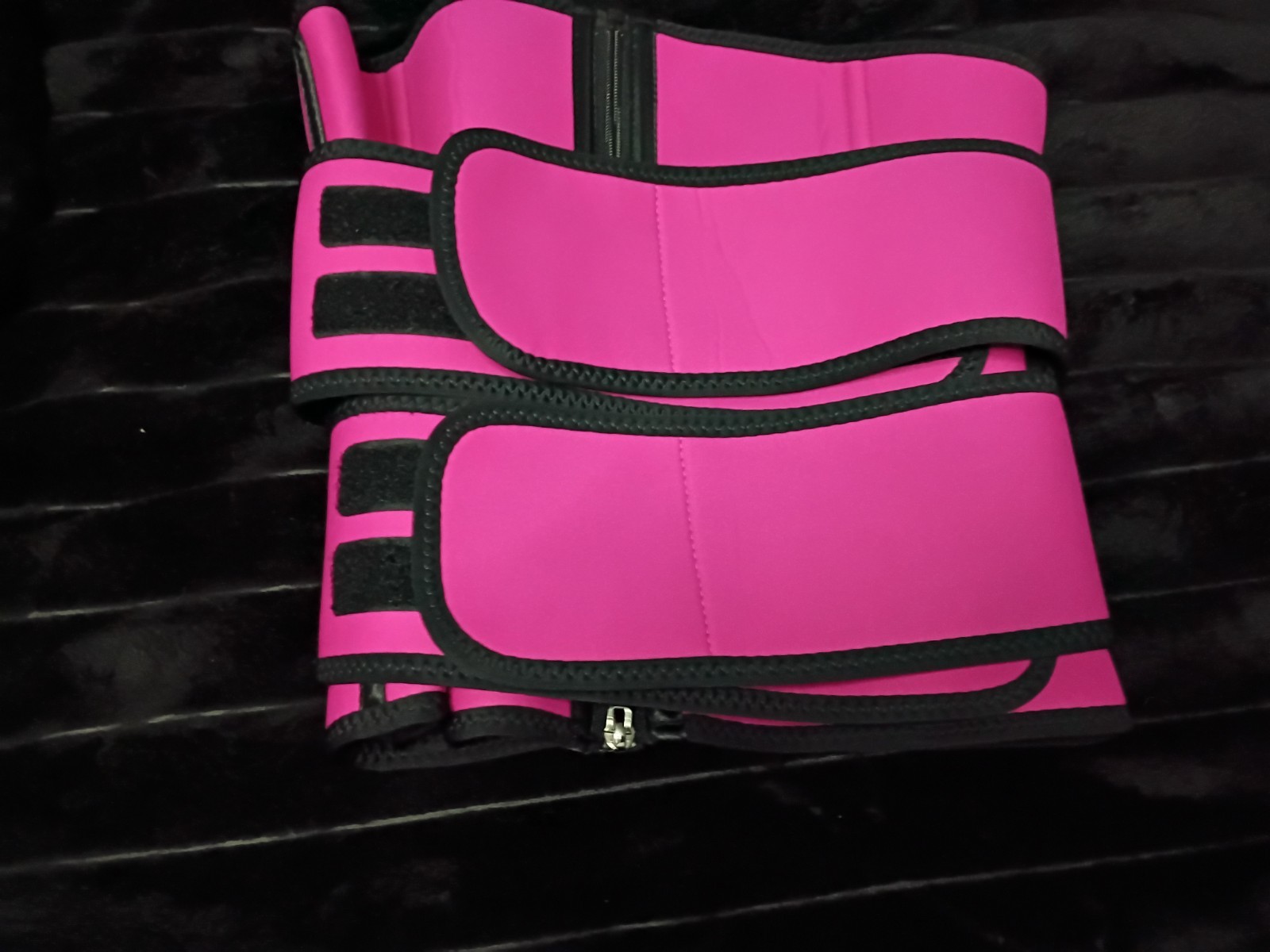 Neoprene Waist Trainer Shapewear M Pink/Black Zip Front Double Attach Straps