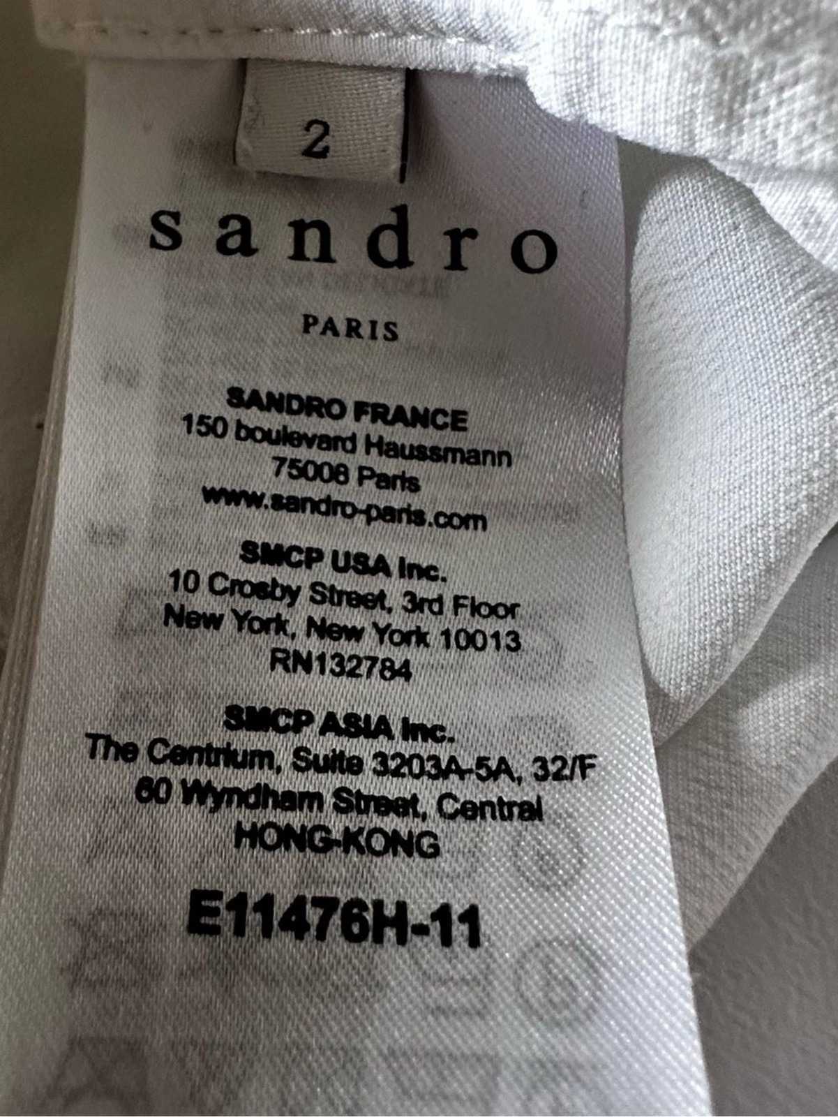 Sandro Paris White Lace Eyelet Blouse Sz 2 Sheer Floral Long Sleeve Romantic Top
