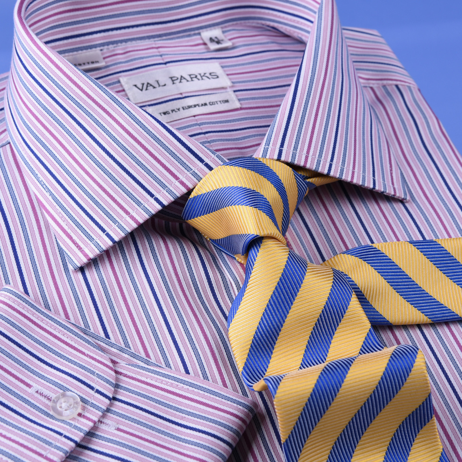 Pink Blue Soft Stripe Formal Business Dress Shirt Designer Stylish Fashion Style