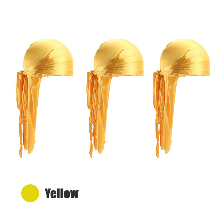 3 Pack Silky Satin Durag Unisex Wave Cap Hat Doo Rag Biker Smooth Head Wrap