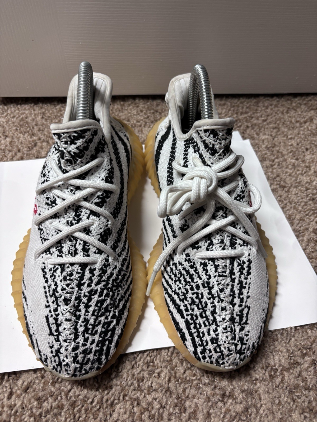 adidas Yeezy 350 V2 Zebra Low Top Primeknit Sneakers White/Core Black/Red