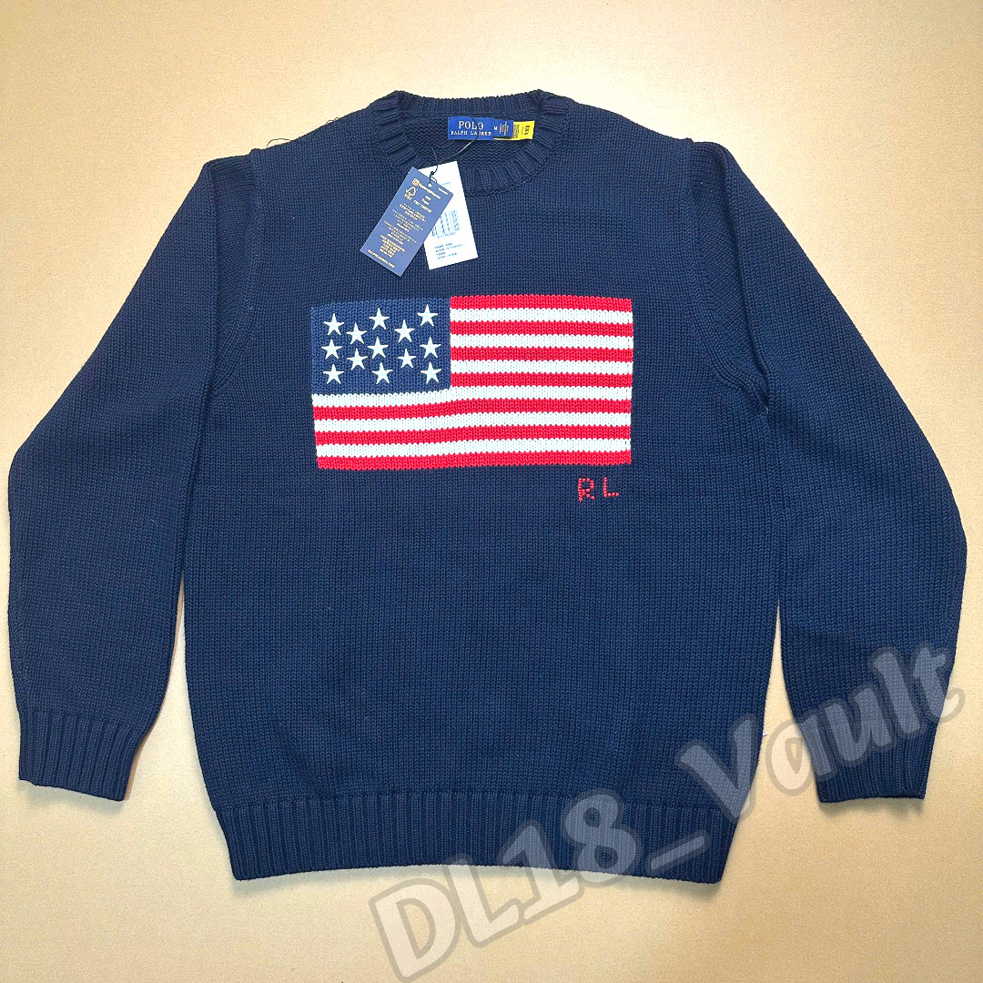 POLO RALPH LAUREN American Flag Navy Blue Knit NWT Small
