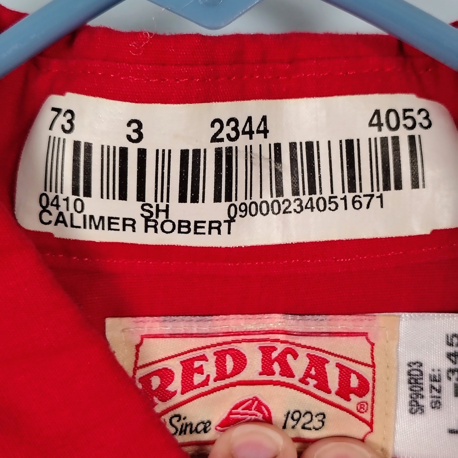 Red Kap Cummins Embroidered Work Shirt Mens Large Red Long Sleeve Button Down