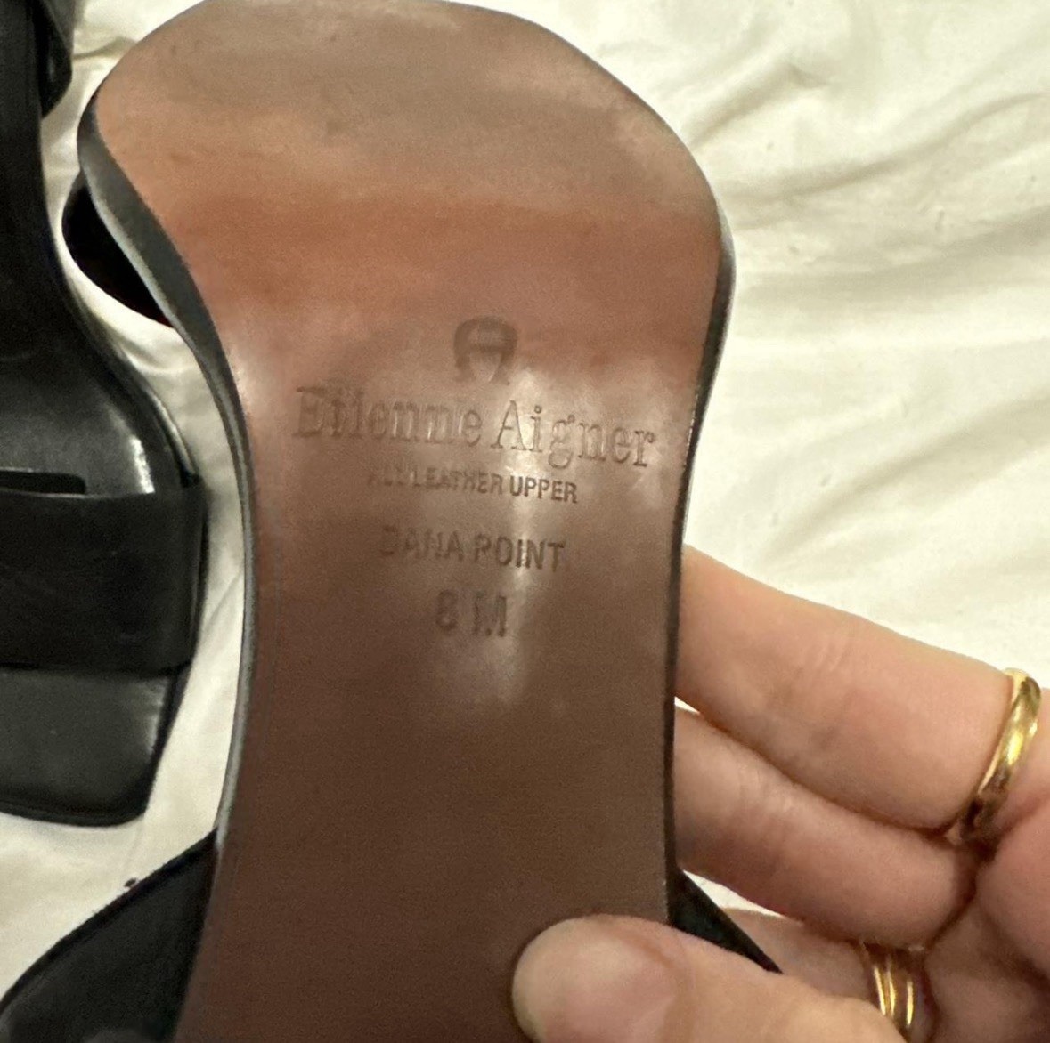 Etienne Aigner Women’s Black Dana Point Leather Ankle Strap Heels Buckle US 8M