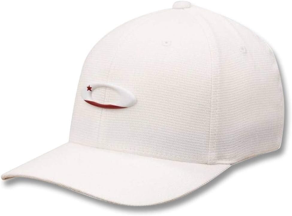 Oakley Mens Tincan Flag California Stretch Baseball Cap Hat White Small/Medium