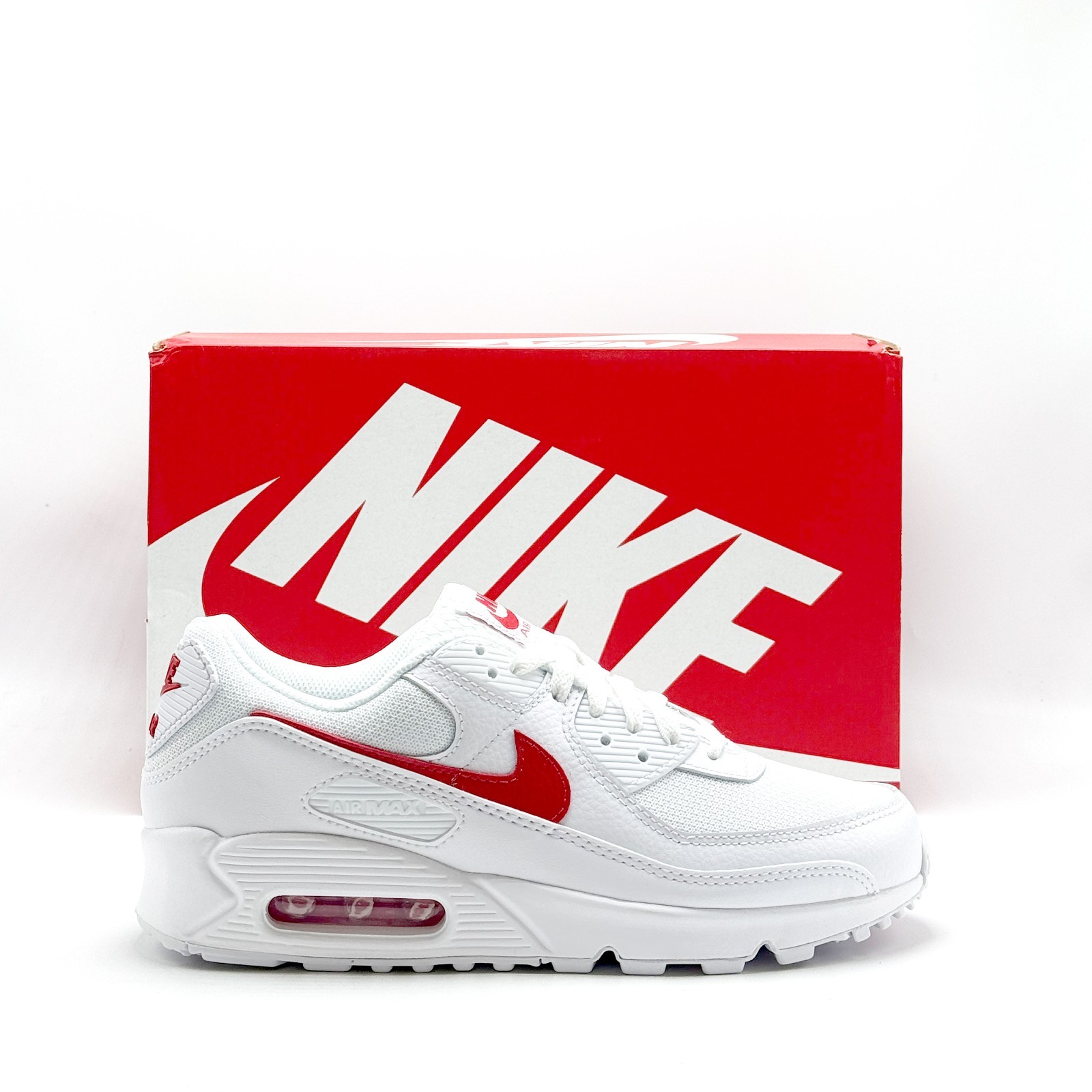 *NEW* MEN Nike Air Max 90 WHITE / UNIVERSITY RED (DM0029 120) 👍