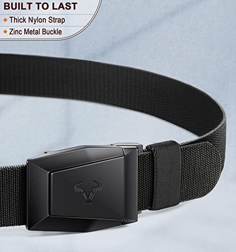 Heavy-Duty Mens Tactical Belt Adjustable Stretch Nylon with Quick-Release Buckle