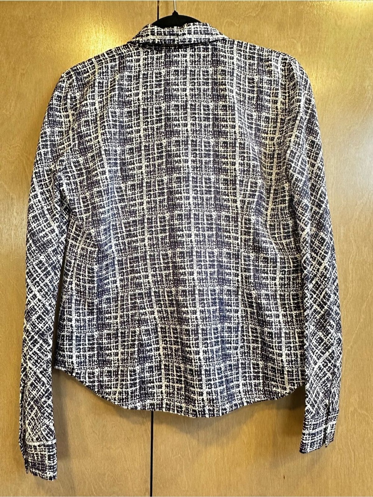 Theory Navy & Ivory Abstract Print Button Front Blouse Size S