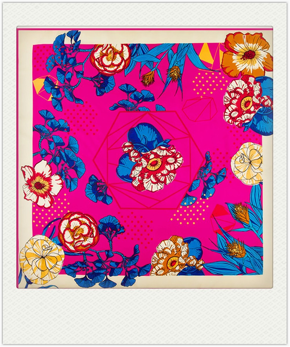 130*130cm stroll on the streets of Paris, 100% silk scarves +1 gift necklace #89