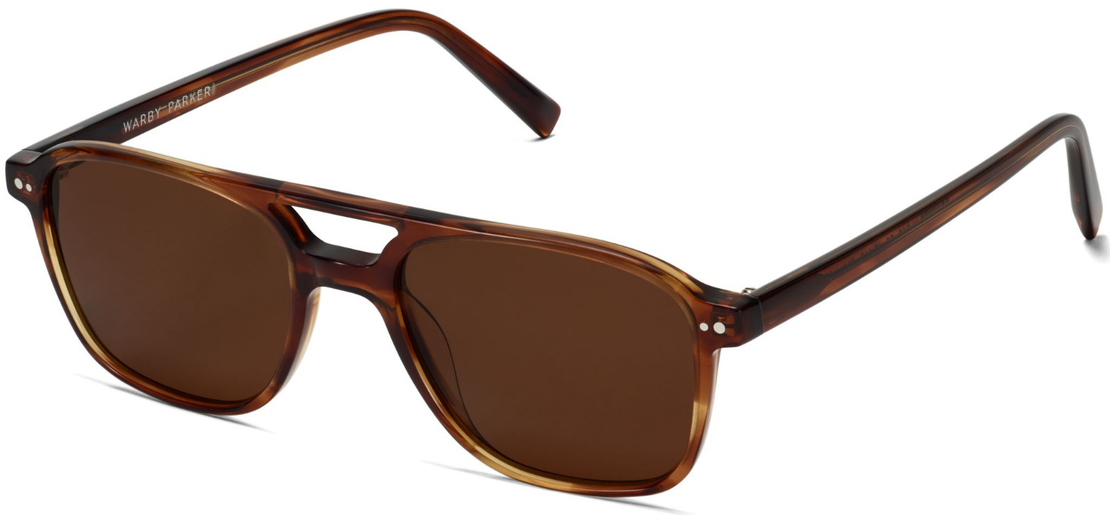 Warby Parker BRIMMER Aviator Sunglasses BLACK WALNUT Brown Lens Wide 52-18-145mm