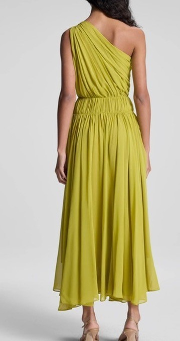 A.L.C. Drew Pleated One-Shoulder Maxi Dress in Cactus Blossom | Size 2 | $895
