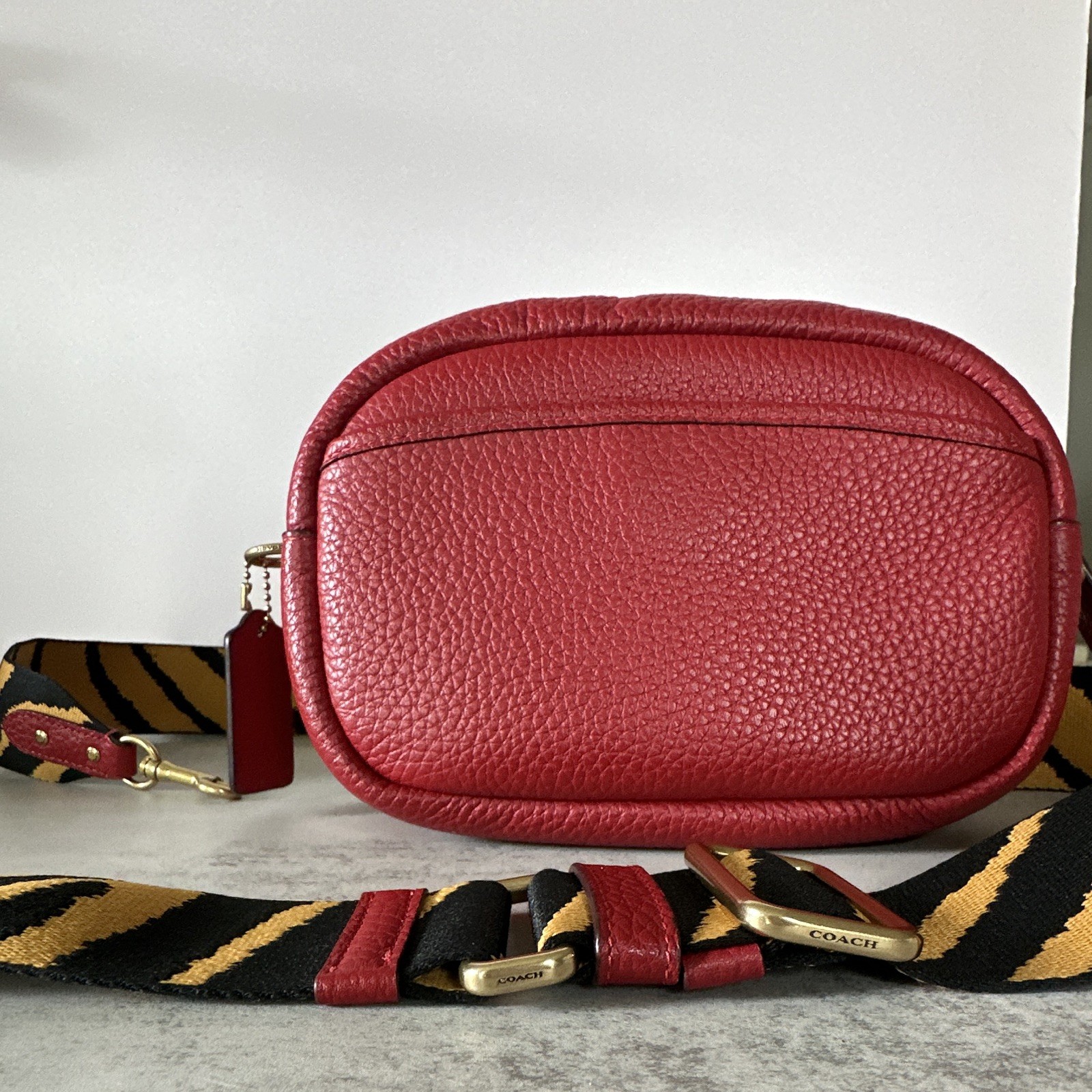 Lunar New Year, Coach Camera Bag Red Pebbled Crossbody Bag