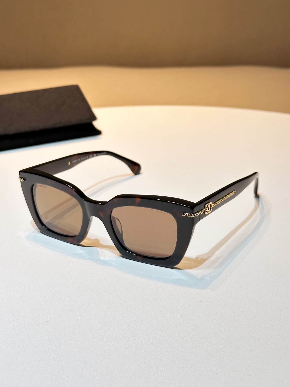 Tortoiseshell Square Sunglasses Acetate Frame Brown Tint Lens UV400 New